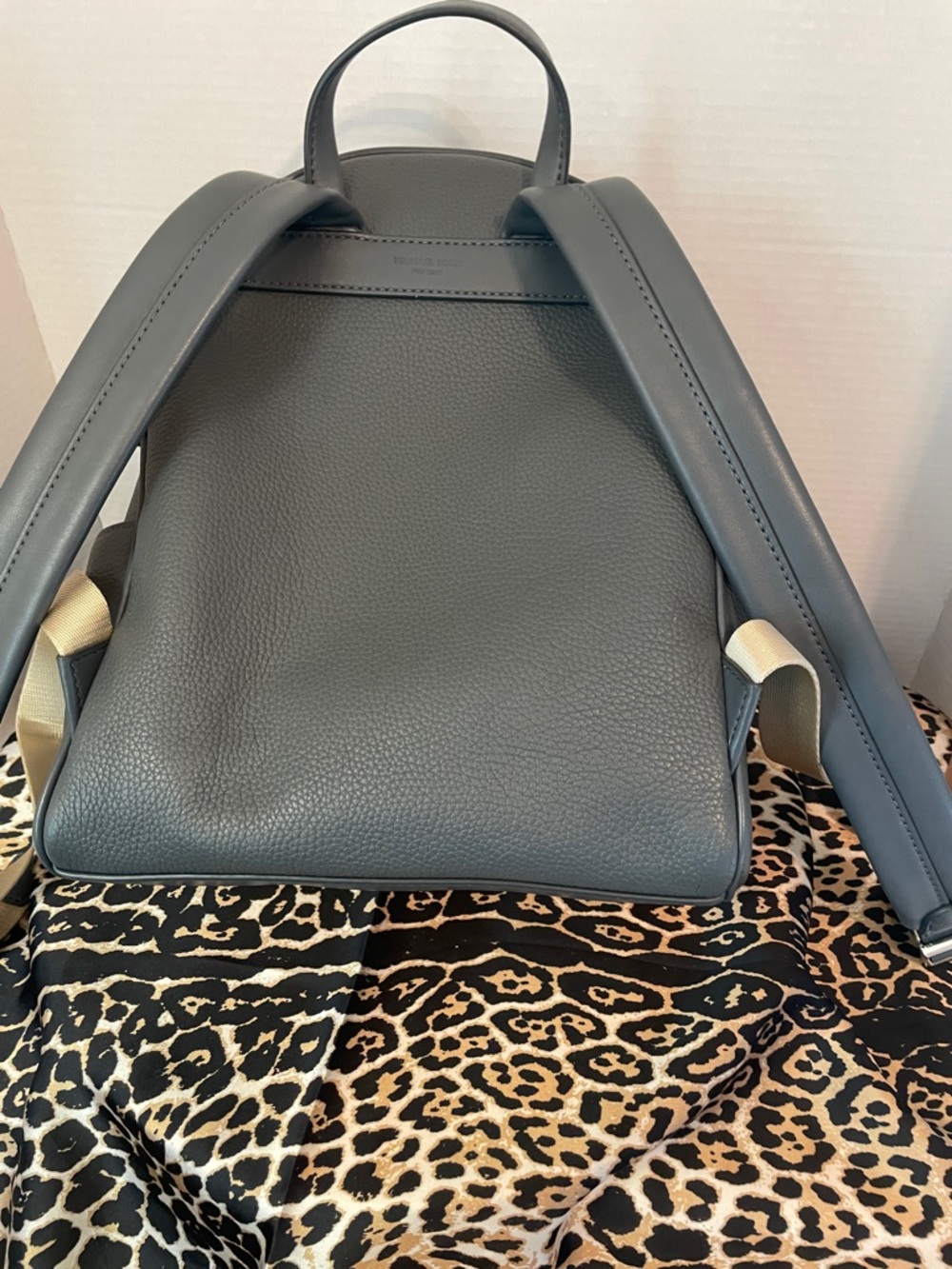 Michael Kors Pebbled Leather Medium Backpack in Slate Grey - Picture 16 of 16